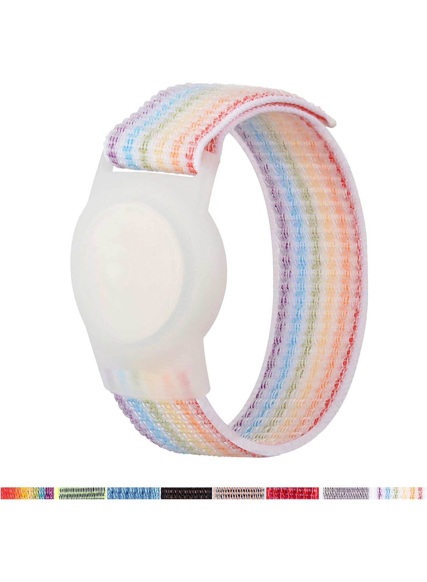Bracelet for Case, Wristband with Air Tag Accessoies Holder, Kids Anti Cover for Toddlers Girls Boys Elders, Soft Lightweight Breathable Nylon Watch Band(Light Rainbow)